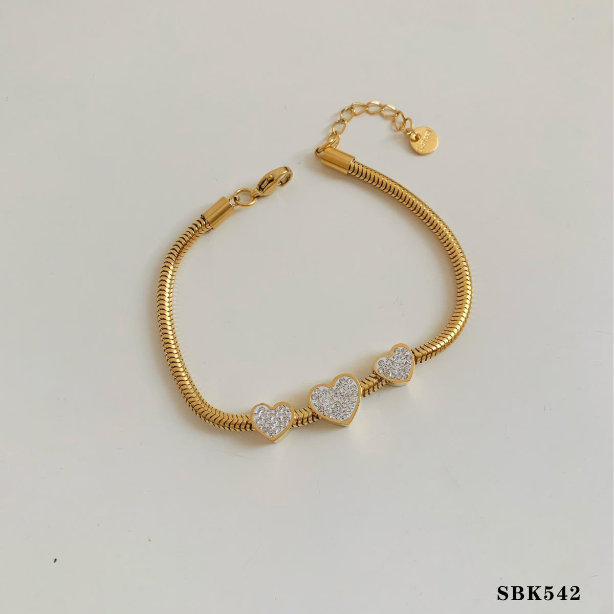 Retro Set Silver Crystal Heart Shaped Women's Bracelet
