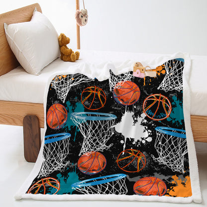 Basketball Sports Lambswool Crystal Velvet Double Layer Cover Blanket