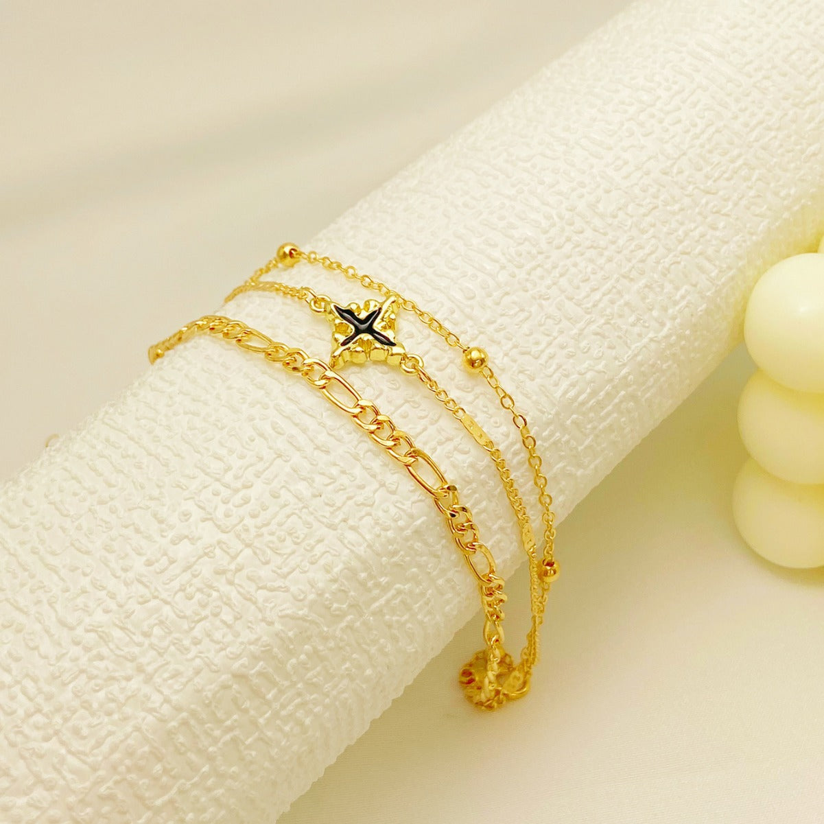 Simple Multi-layer Oil Dripping Cross Pendant Bracelet