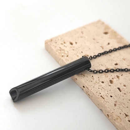 Titanium Steel Whistle Meditation Samma-sati Breathing Decompression Anxiety Yoga Stainless Steel Pendant Necklace