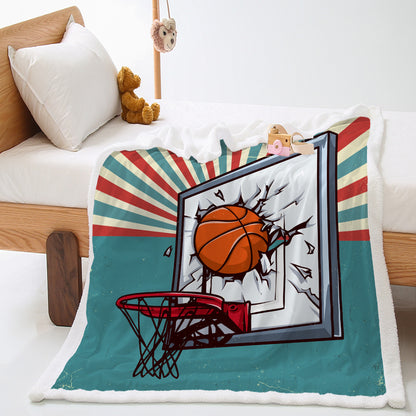 Basketball Sports Lambswool Crystal Velvet Double Layer Cover Blanket