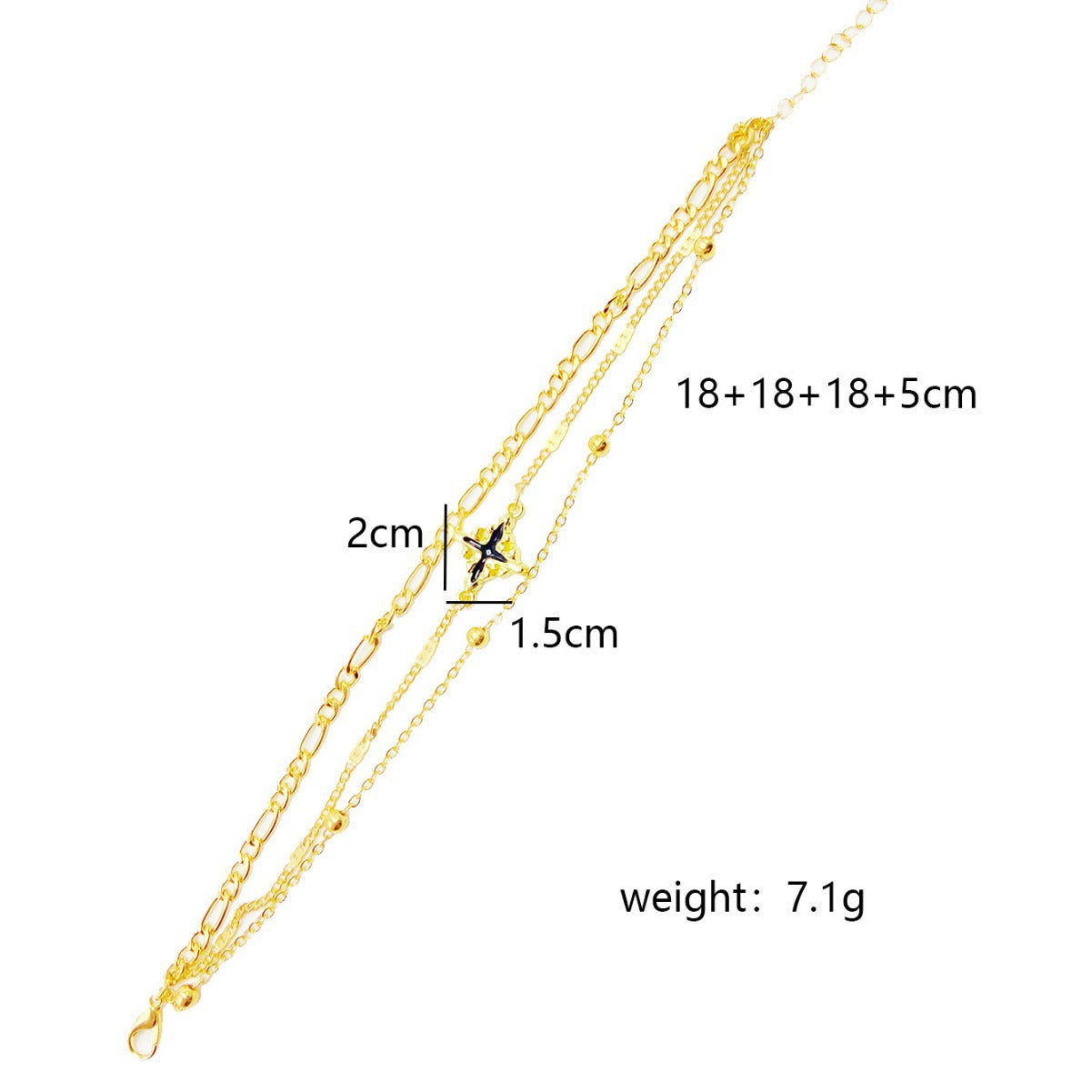 Simple Multi-layer Oil Dripping Cross Pendant Bracelet