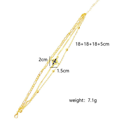 Simple Multi-layer Oil Dripping Cross Pendant Bracelet