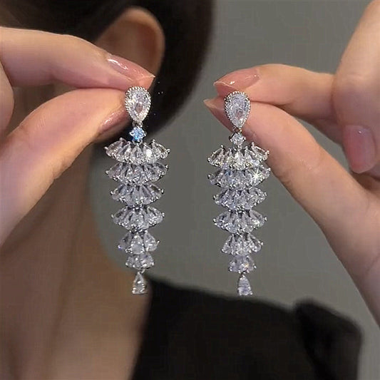 Sparkling Zircon Christmas Tree Drop Earrings For Women Trendy