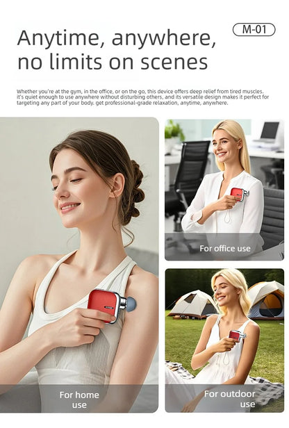 Mini Pocket Fascia Gun with 4 Silicone Massage Heads