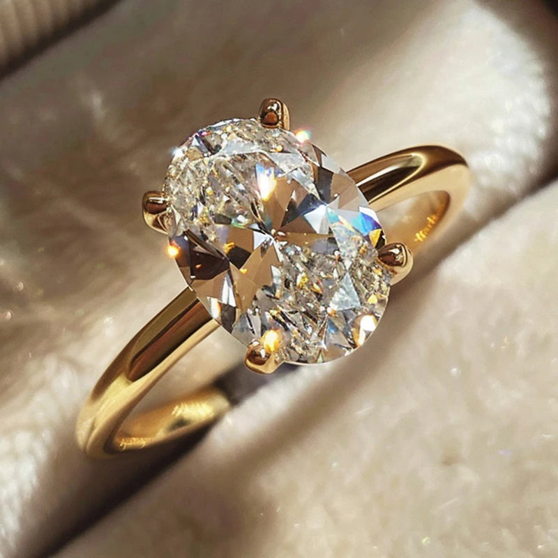 Gorgeous Shiny Oval Stone Ring For Women Engagement Jewelry
