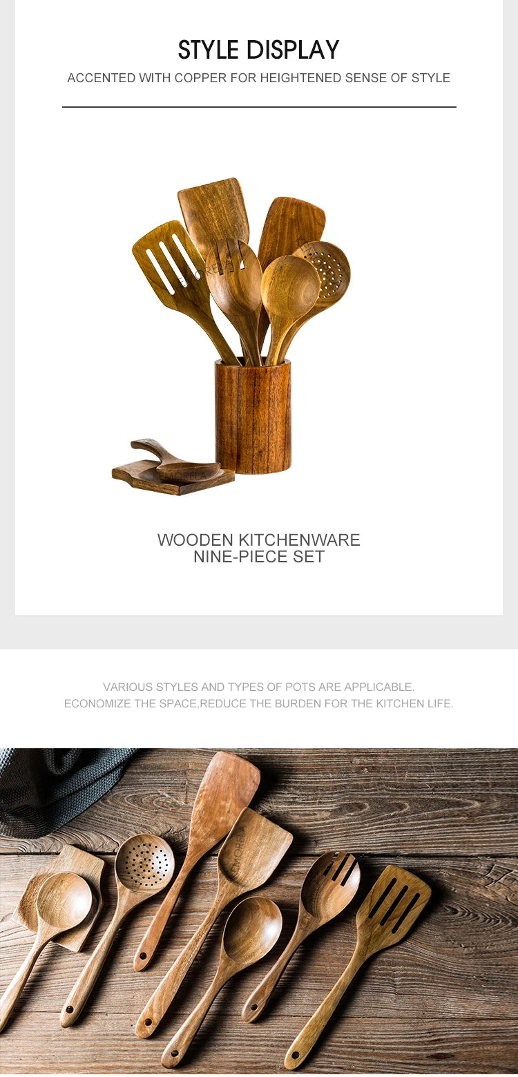 Wooden Spoons For Cooking, Wooden Utensils Set