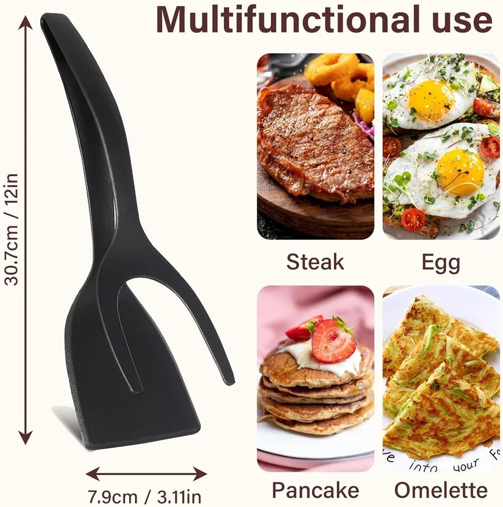 2-in-1 Grip Flip Spatula Tongs - Nylon Non-Stick Egg