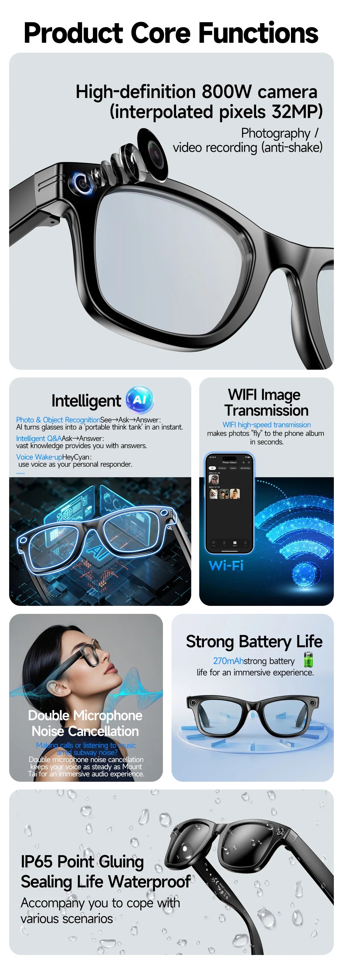 New Upgrade smart glasses With Camera Video Recording AI
