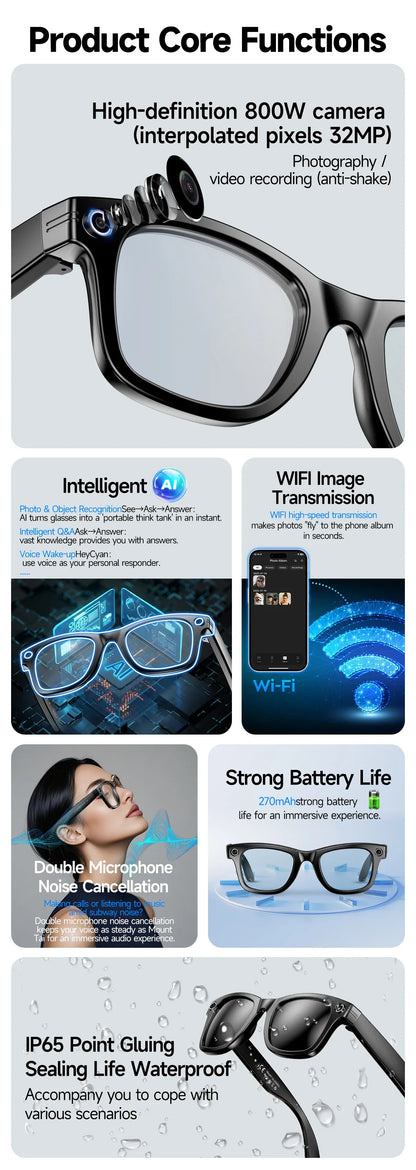 New Upgrade smart glasses With Camera Video Recording AI