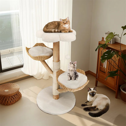 Modern Cat Furniture Climbing Tree Solid Wood