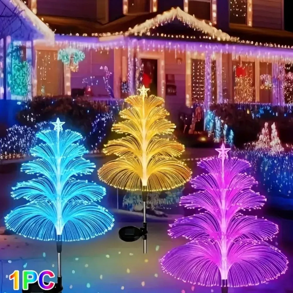 Solar Colorful Color Changing Fiber Optic Jellyfish Lamp