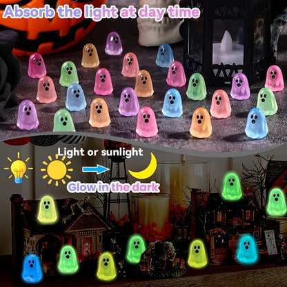 36pcs Halloween Mini Ghosts Figures, Luminous Small Little Resin Ghost Figurines