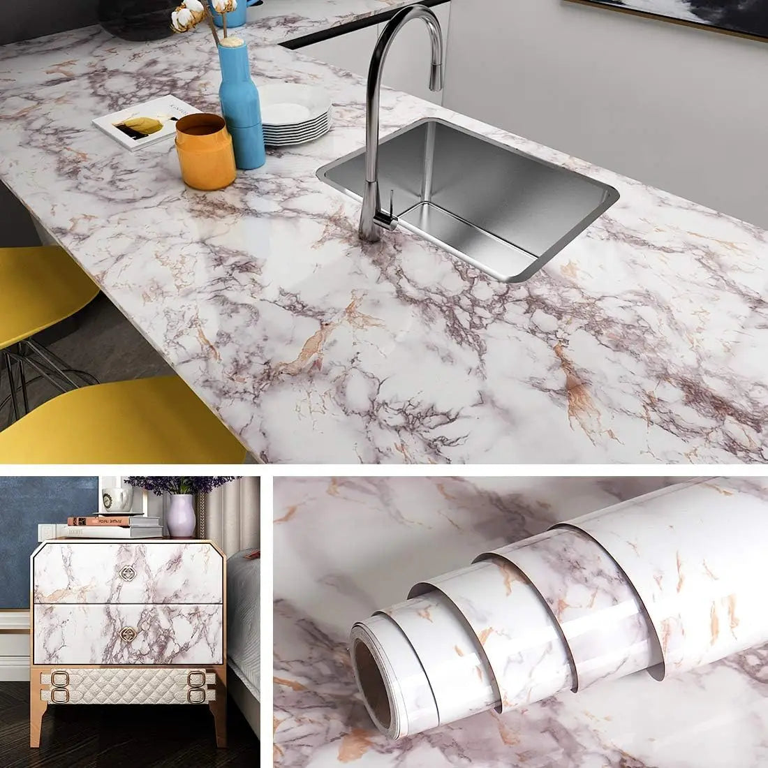 Marble Kitchen Oil-Proof Film Proof Self-Adhesive Wallpaper