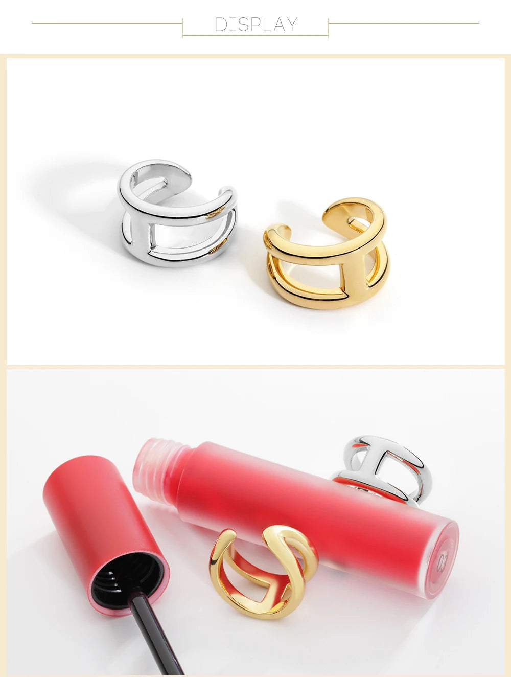 Trendy Minimalist High Polish Ring For Women IP 18K Plated