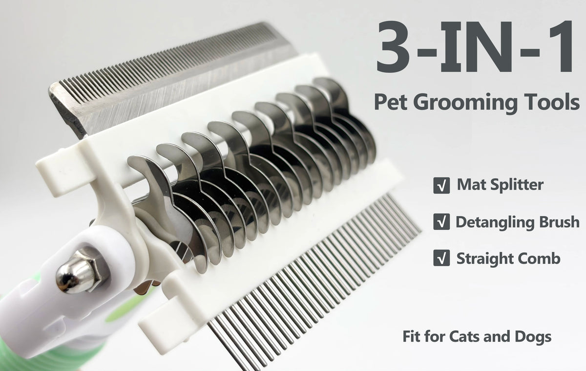 Pet Deshedding Brush 3 in 1 Cat Dog Hair Remover