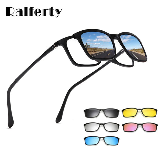 5 In 1 Magnetic Clip On Glasses TR90 Optical Eyeglass