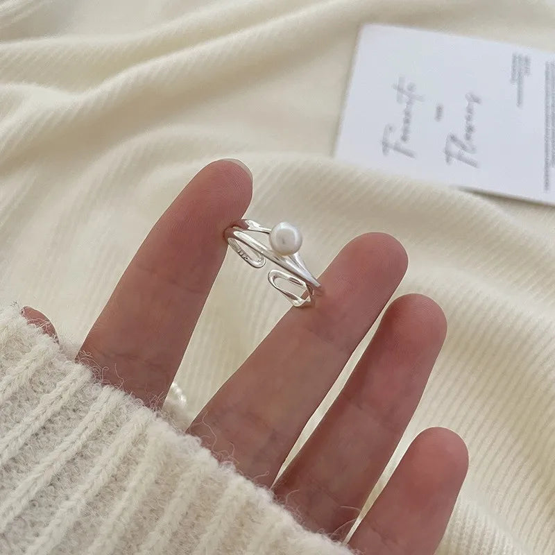 VENTFILLE 925 Sterling Silver Finger Rings Hollow Chain