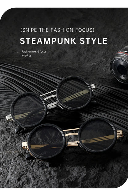 Polarized Round Steampunk ND9 Adjustable Dimming Sunglasses