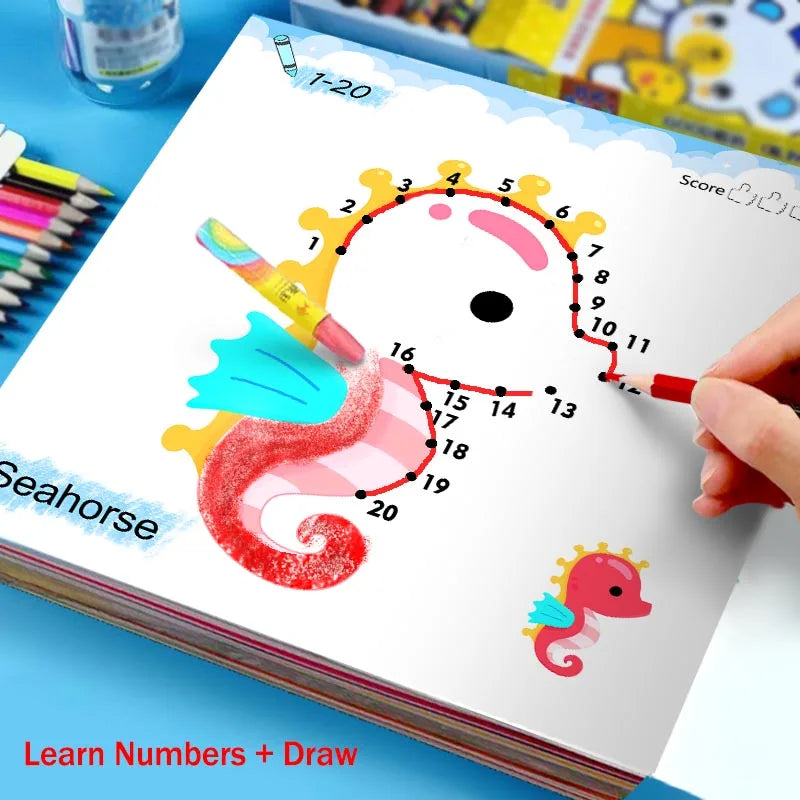 Line drawing, children's doodle books, learning numbers