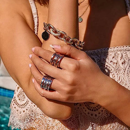 Hot Metal Finger Rings for Women Modern Fashion Wide