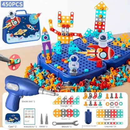 Kids STEM Drill Set Creative Mosaic Puzzle Building Blocks
