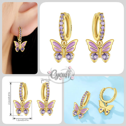 New 925 Sterling Silver 18K Gold Plated Cherry Blossom Butterfly