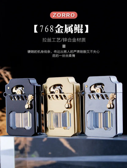Zorro Kerosen Lighter Cyber Mecha Transparent Bin Rocker