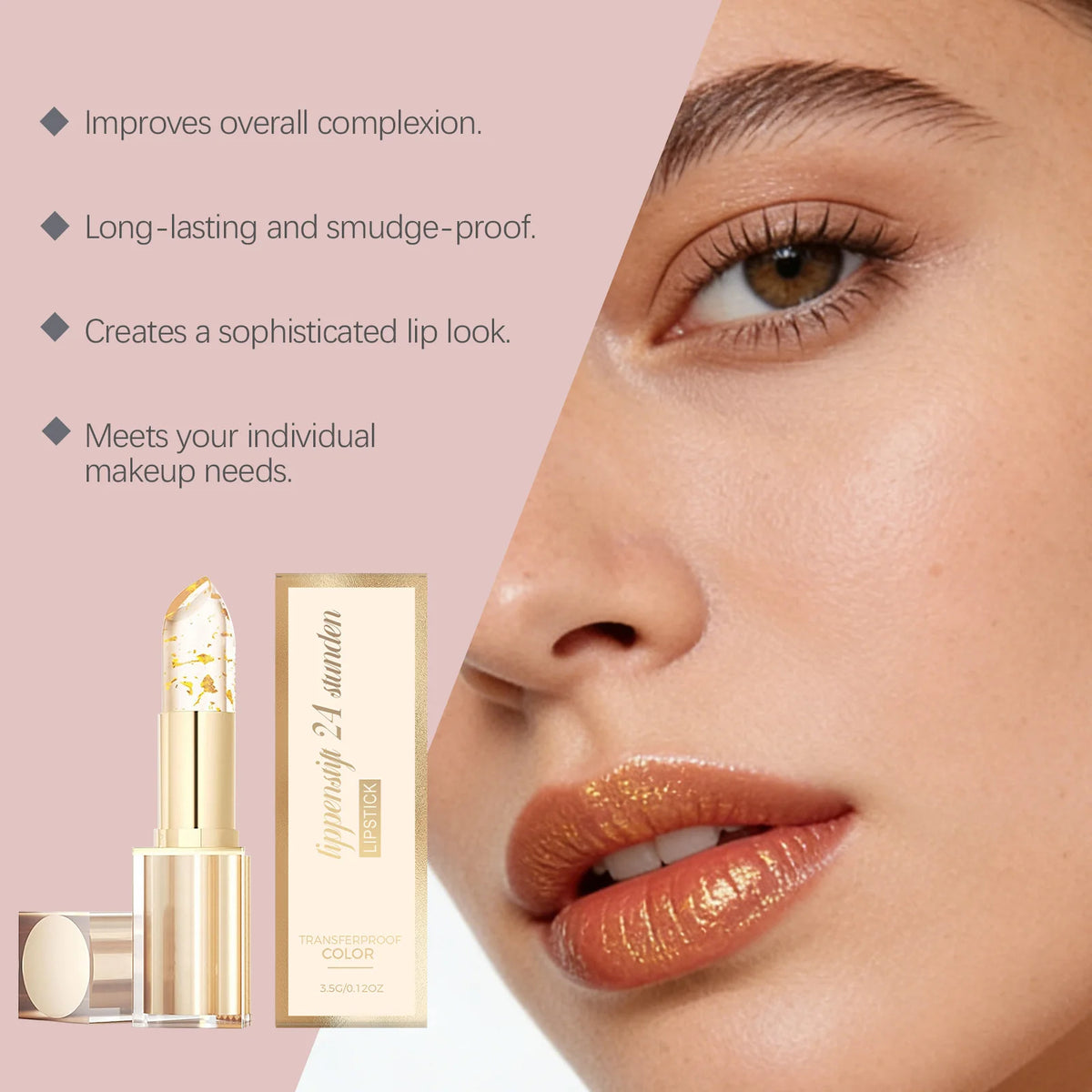 Gold Foil Color Changing Lipstick Fade Lip Line Enhance