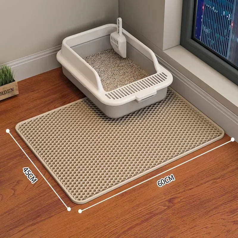 Cats Litter Mat Double Layer EVA Cat Litter Pad Large Hole