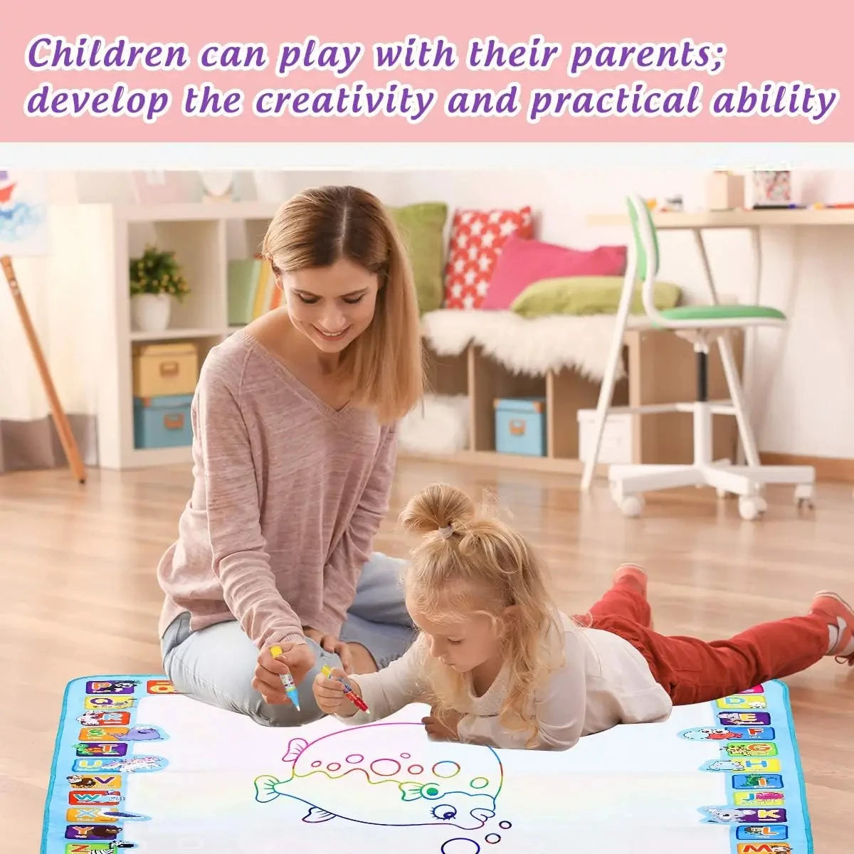 Magic Water Drawing Mat with Reusable Magic Pens