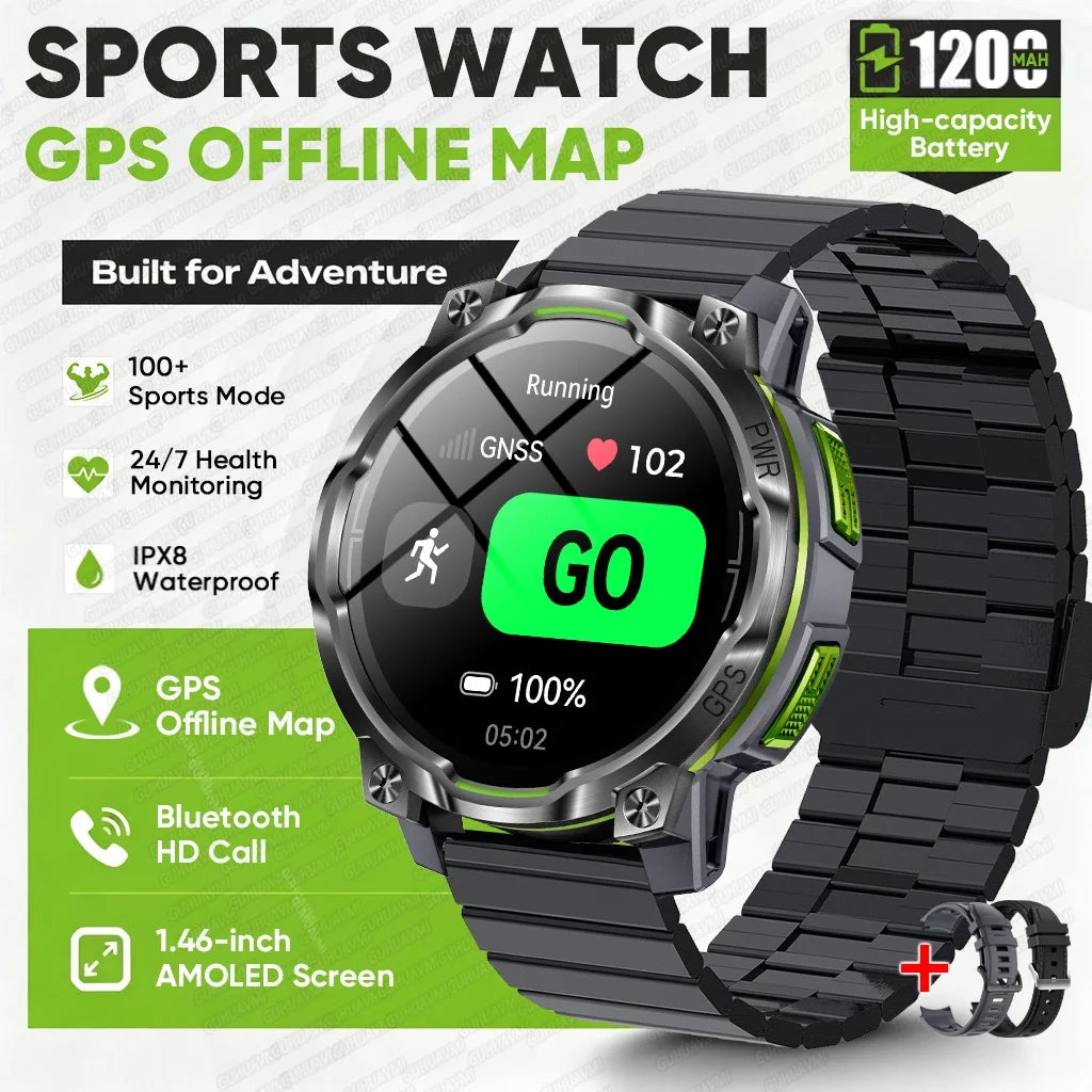 New GPS Map Smart Navigation Watch 1200mAh Battery