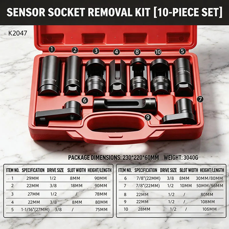 Universal Oxygen Sensor Socket Set O2 Lambda Sensor Removal