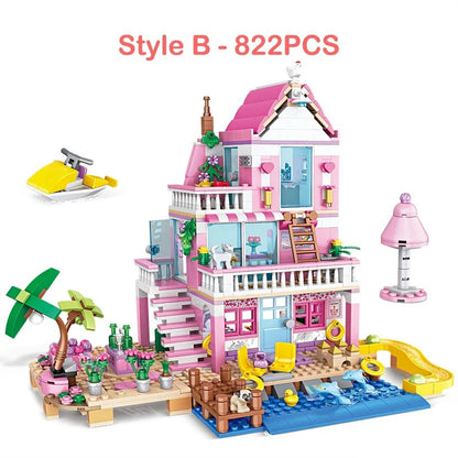 Summer Holiday City House Seaside Villa Building Blocks