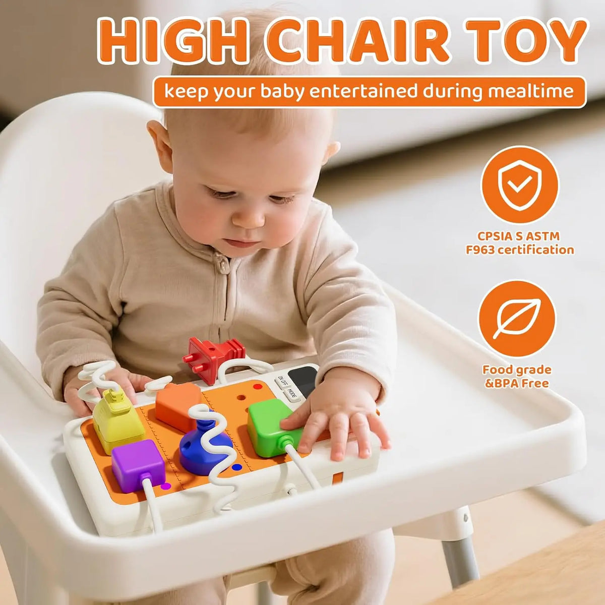Montessori Sensory Toys Plug Outlet Busy Board Toy with Light Sounds