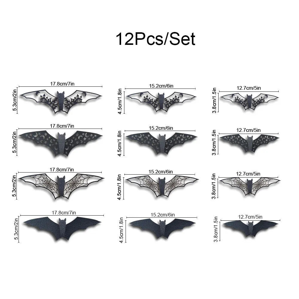 Halloween 3D Hollow Bat Wall Stickers Black Bat Sticker