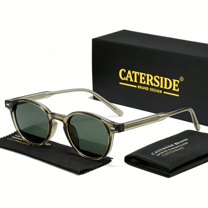Caterside Polarized Round Sunglasses Men TR Frame