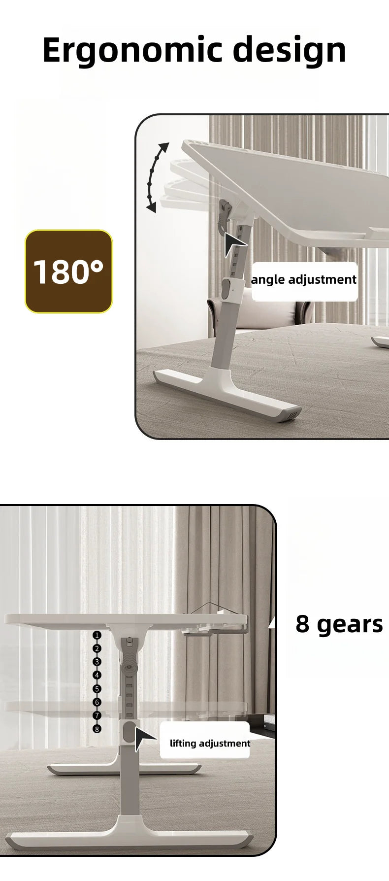Adjustable Laptop Bed Tray Table Portable Standing Desk