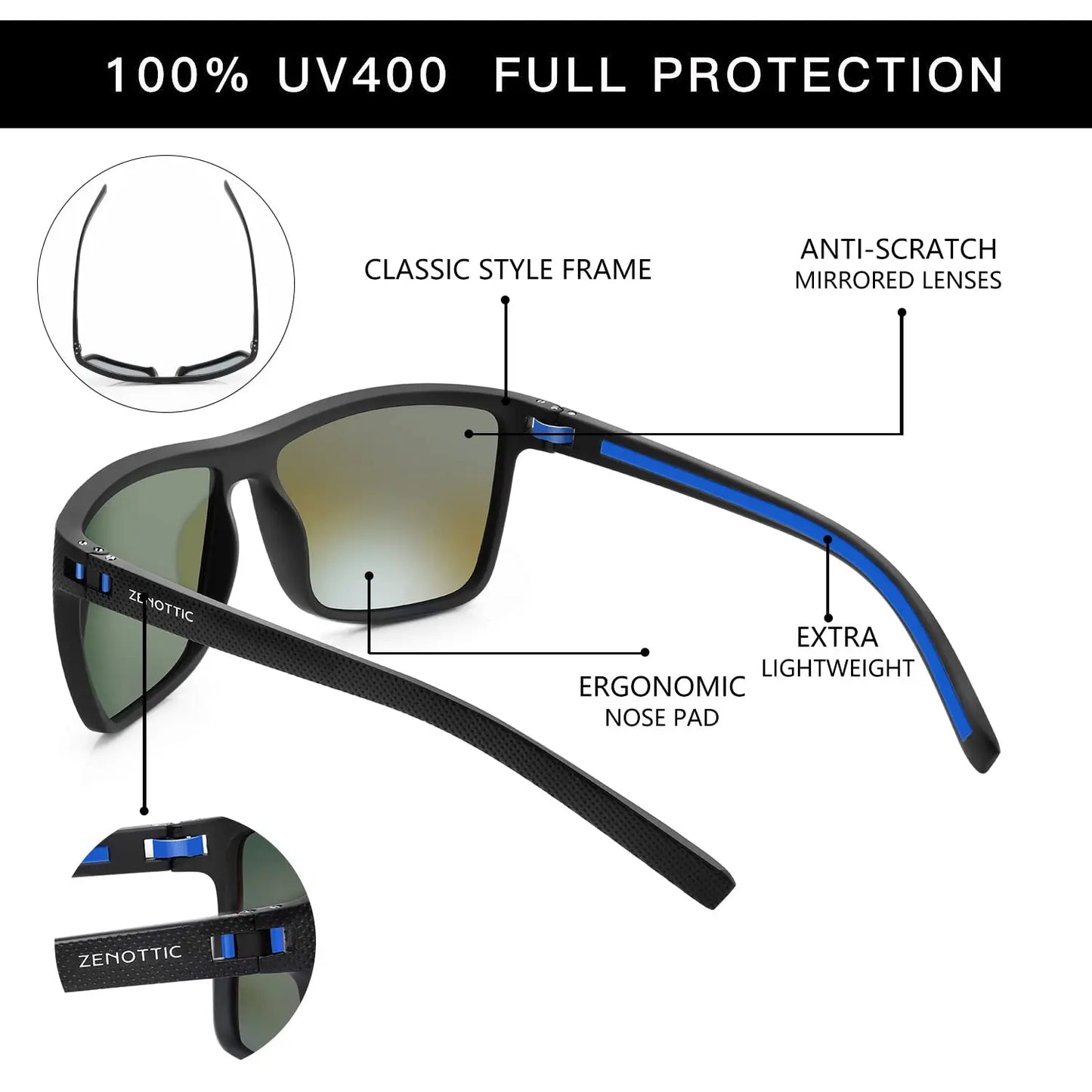 Polarized Sunglasses for Men Shades Lightweight TR90 Frame