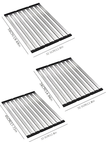Stainless Steel Roll Up Dish Drying Rack Space Saving
