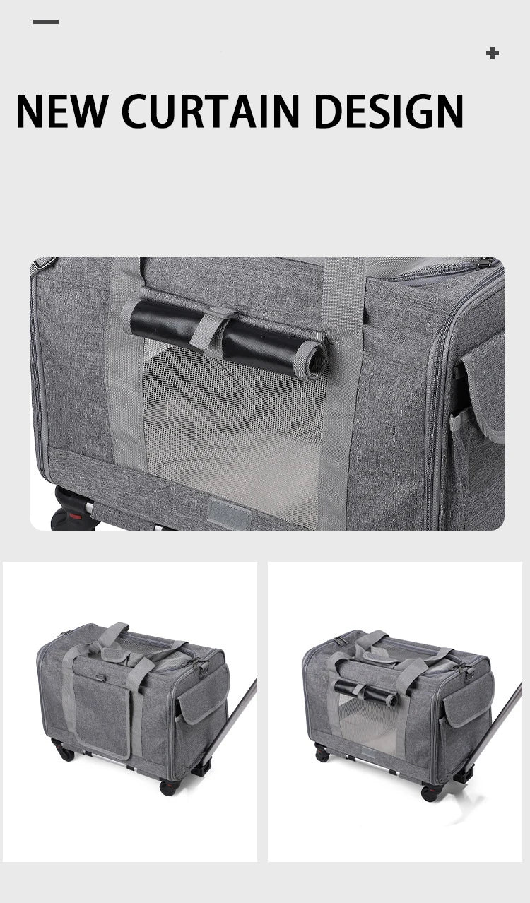 Pet Carrier with Wheels for Dogs Rolling Pet Carrier