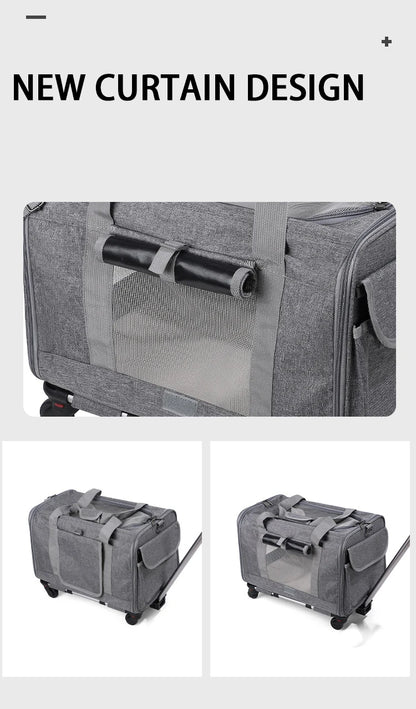 Pet Carrier with Wheels for Dogs Rolling Pet Carrier