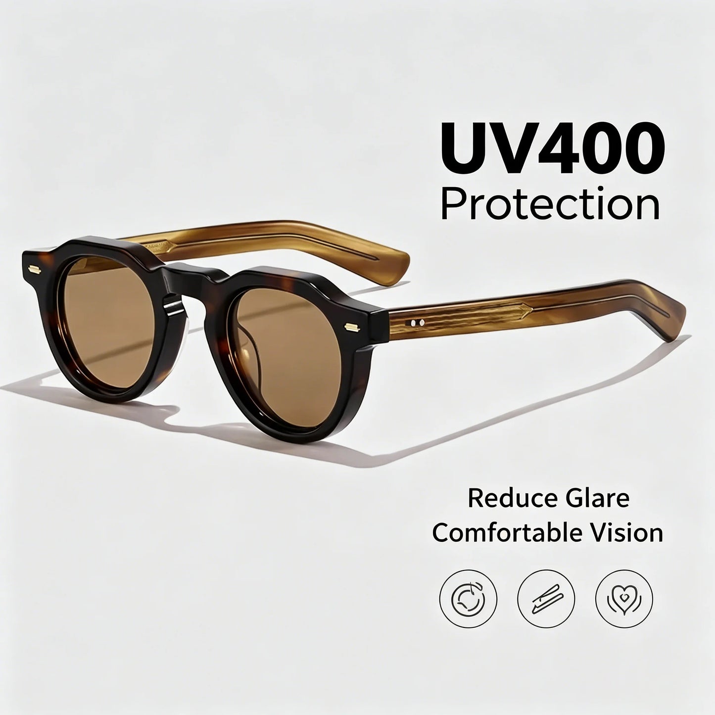 HBK Vintage Simple Round Men Sunglasses