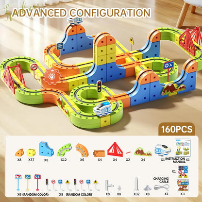 Kids Magnetic Rail Car Cube Toys Educational Toy