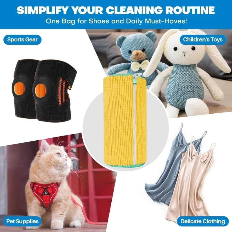 Shoe Washing Machine Bag with Liquid Shoe Brush Set