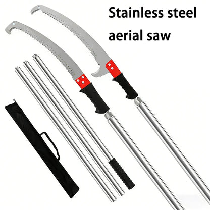 Long garden pruning saw with stainless steel telescoping pole