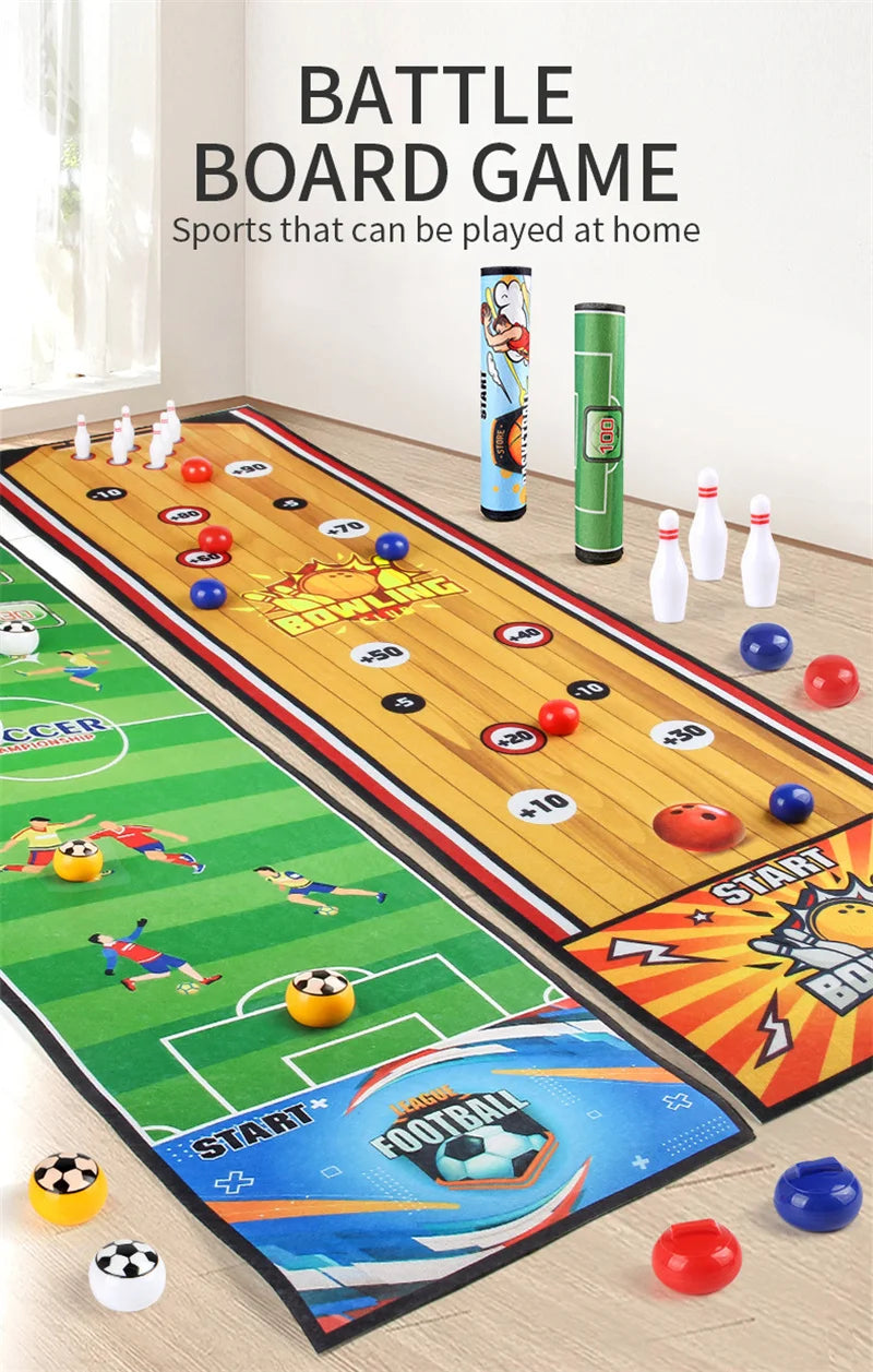 Interactive Bowling and Curling Mat Game Fun Football-Inspired