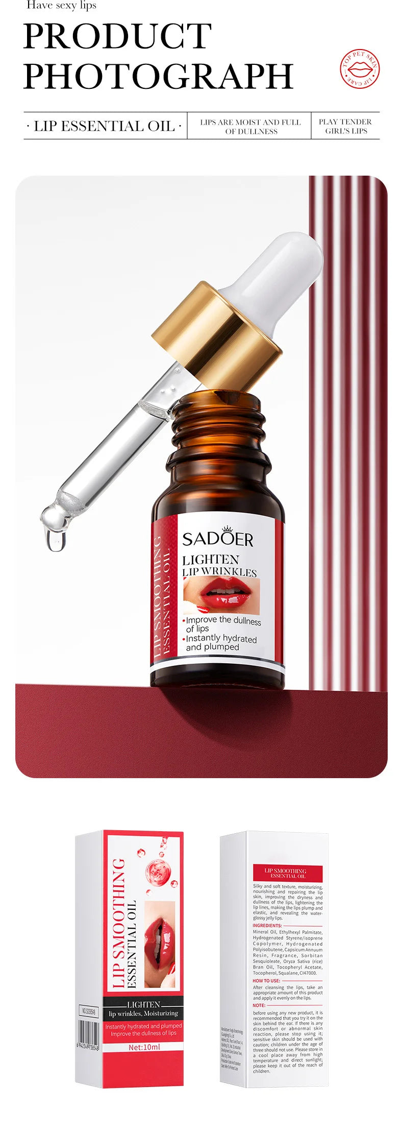 Lip Booster Plumping Serum Oil Hyaluronic Acid Moisturising
