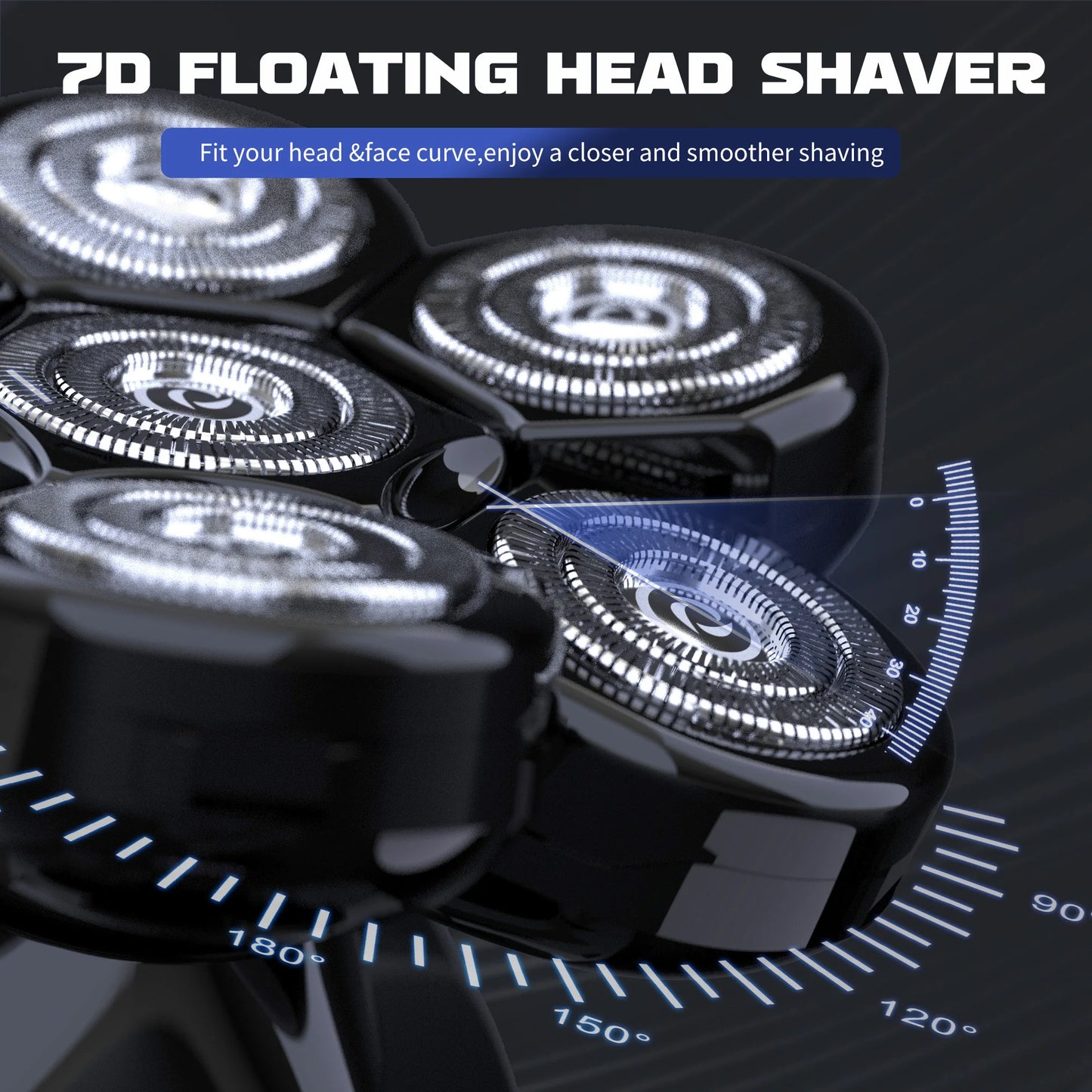 Electric Shaver for Men 7D Magnetic Floating Wet/Dry Head Razor