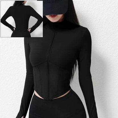 Cloud Hide Front Zipper Sports Jacket for Woman Long Sleeve